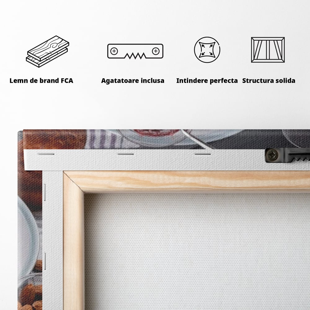 Tablou Canvas Premium, LuxCanva® N1070, Ritualul Dulce, Vafa, Capsuni, Gem, Milkshake, Briosa, Migdale, Rasfat, Mic Dejun, Gustare, Restaurant, Bucatarie