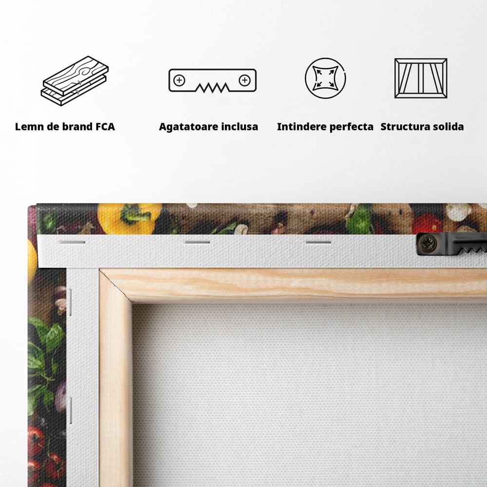 Tablou Canvas Premium, LuxCanva® N1071, Dragoste la Prima Felie, Pizza, Legume, Ingrediente, Italian, Delicios, Savoare, Gust, Pofta, Cina, Restaurant, Bucatarie