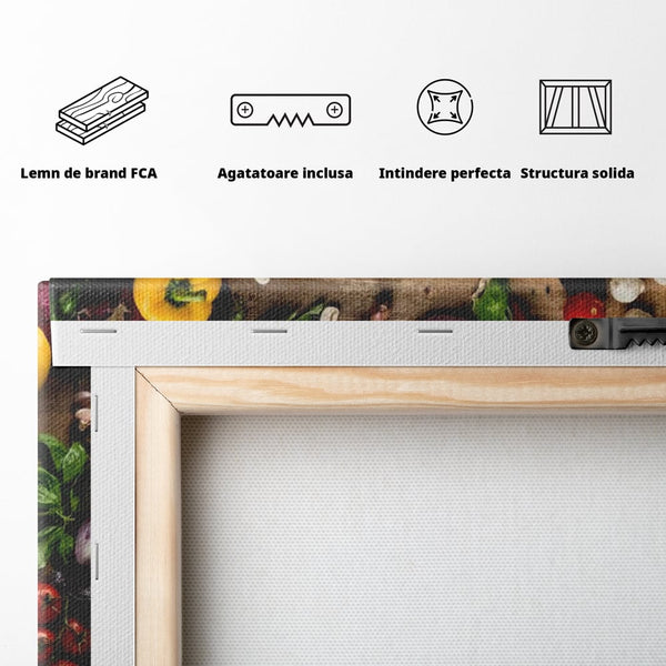 Tablou Canvas Premium, LuxCanva® N1071, Dragoste la Prima Felie, Pizza, Legume, Ingrediente, Italian, Delicios, Savoare, Gust, Pofta, Cina, Restaurant, Bucatarie
