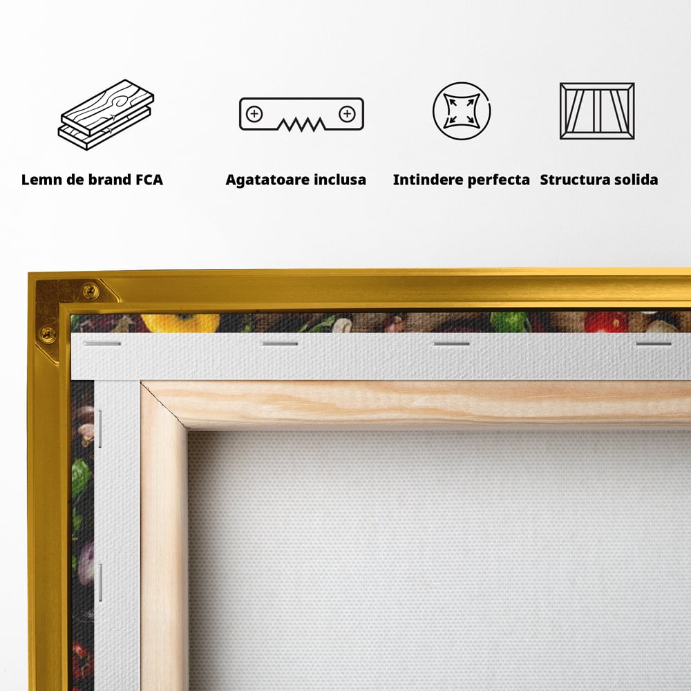 Tablou Canvas Premium, LuxCanva® N1071, Dragoste la Prima Felie, Pizza, Legume, Ingrediente, Italian, Delicios, Savoare, Gust, Pofta, Cina, Restaurant, Bucatarie