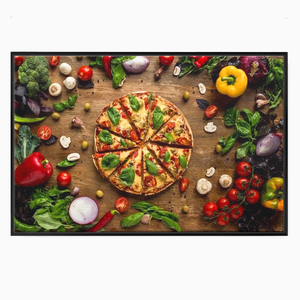 Tablou Canvas Premium, LuxCanva® N1071, Dragoste la Prima Felie, Pizza, Legume, Ingrediente, Italian, Delicios, Savoare, Gust, Pofta, Cina, Restaurant, Bucatarie