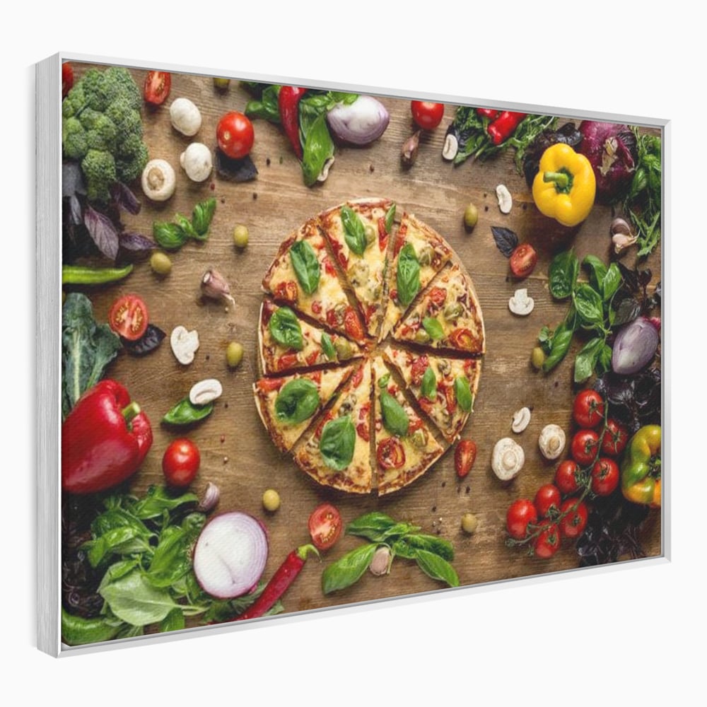 Tablou Canvas Premium, LuxCanva® N1071, Dragoste la Prima Felie, Pizza, Legume, Ingrediente, Italian, Delicios, Savoare, Gust, Pofta, Cina, Restaurant, Bucatarie
