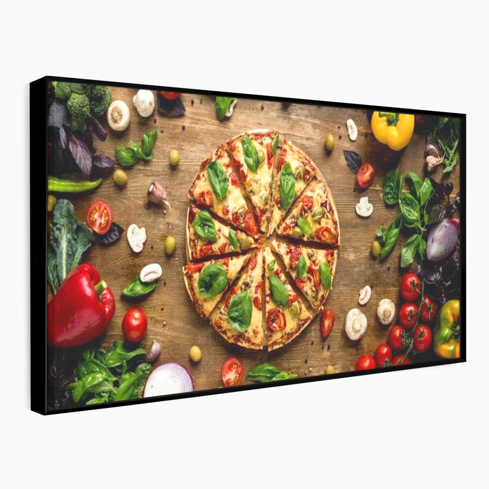 Tablou Canvas Premium, LuxCanva® N1071, Dragoste la Prima Felie, Pizza, Legume, Ingrediente, Italian, Delicios, Savoare, Gust, Pofta, Cina, Restaurant, Bucatarie