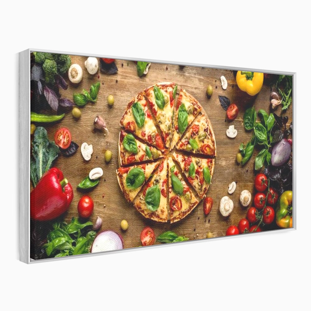 Tablou Canvas Premium, LuxCanva® N1071, Dragoste la Prima Felie, Pizza, Legume, Ingrediente, Italian, Delicios, Savoare, Gust, Pofta, Cina, Restaurant, Bucatarie
