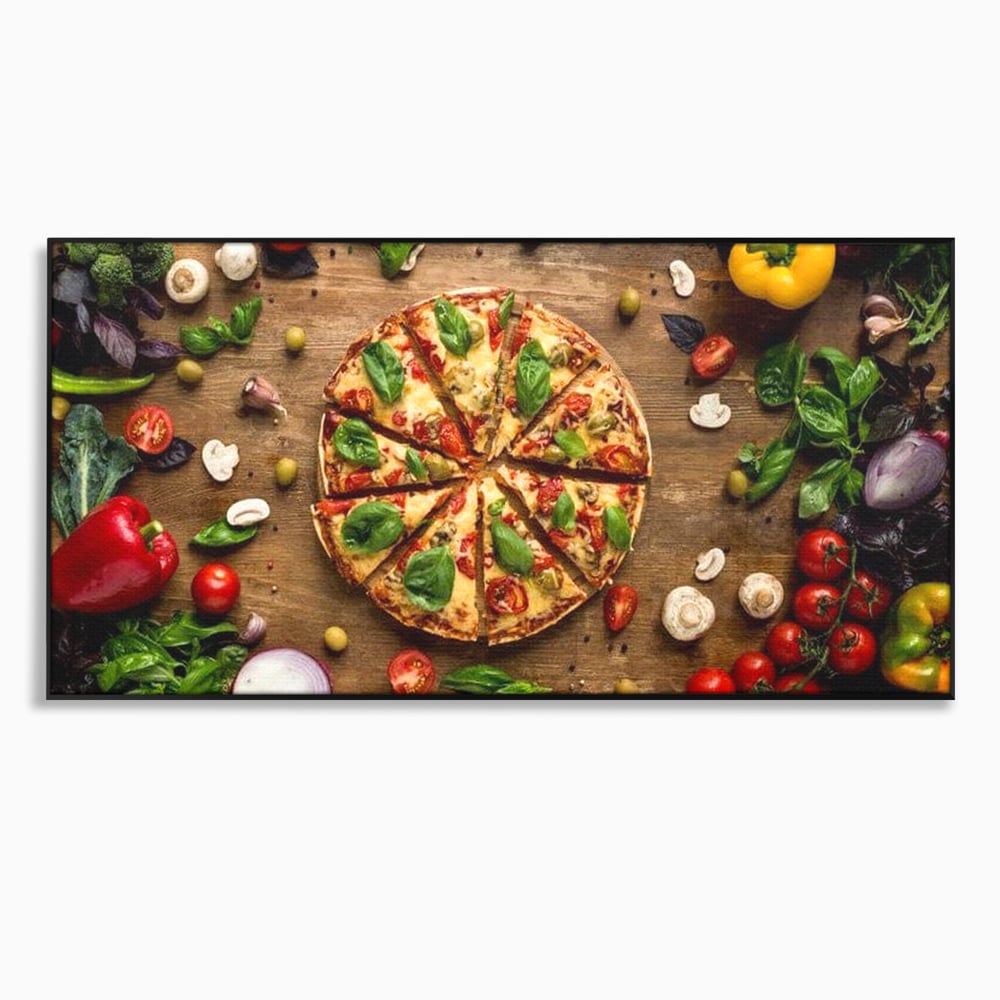 Tablou Canvas Premium, LuxCanva® N1071, Dragoste la Prima Felie, Pizza, Legume, Ingrediente, Italian, Delicios, Savoare, Gust, Pofta, Cina, Restaurant, Bucatarie