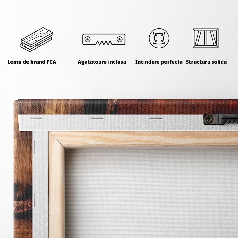 Tablou Canvas Premium, LuxCanva® N1072, Colectionarul de Arome, Whisky, Bautura, Pahare, Sticla, Gheata, Butoi, Tarie, Gust, Pub, Lounge, Bar, Restaurant, Bucatarie