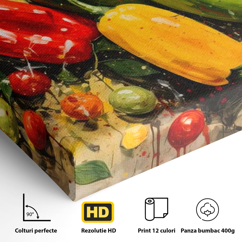 Tablou Canvas Premium, LuxCanva® N1073, Ritm Picant, Ardei, Picant, Iute, Legume, Gust, Aroma, Chili, Energie, Prospetime, Natural, Gastronomie, Restaurant, Bucatarie