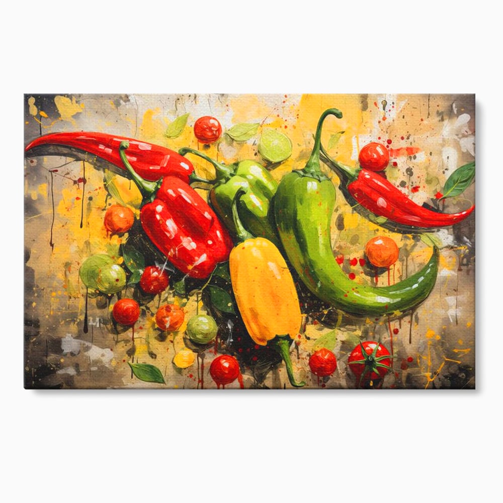 Tablou Canvas Premium, LuxCanva® N1073, Ritm Picant, Ardei, Picant, Iute, Legume, Gust, Aroma, Chili, Energie, Prospetime, Natural, Gastronomie, Restaurant, Bucatarie