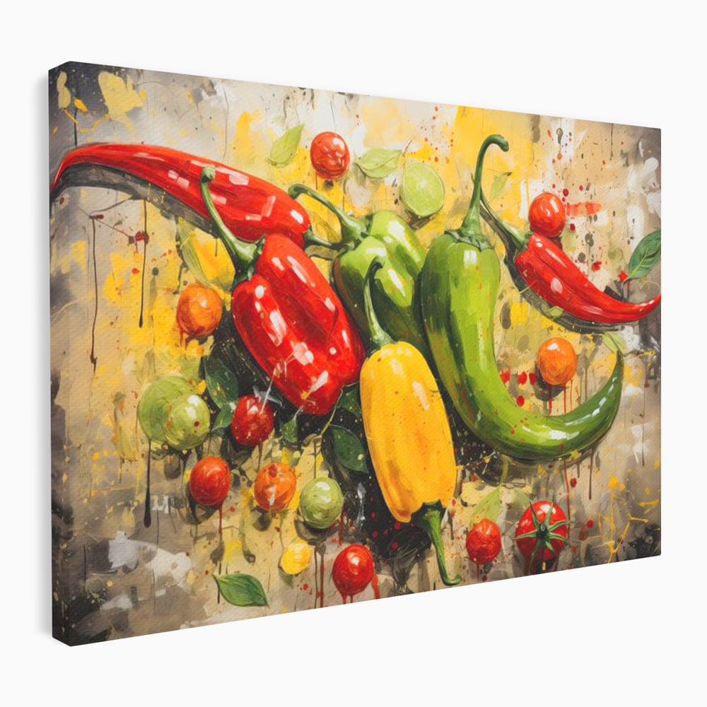 Tablou Canvas Premium, LuxCanva® N1073, Ritm Picant, Ardei, Picant, Iute, Legume, Gust, Aroma, Chili, Energie, Prospetime, Natural, Gastronomie, Restaurant, Bucatarie