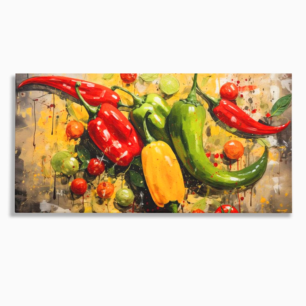Tablou Canvas Premium, LuxCanva® N1073, Ritm Picant, Ardei, Picant, Iute, Legume, Gust, Aroma, Chili, Energie, Prospetime, Natural, Gastronomie, Restaurant, Bucatarie