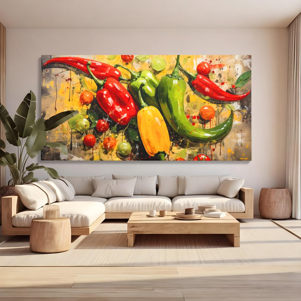 Tablou Canvas Premium, LuxCanva® N1073, Ritm Picant, Ardei, Picant, Iute, Legume, Gust, Aroma, Chili, Energie, Prospetime, Natural, Gastronomie, Restaurant, Bucatarie