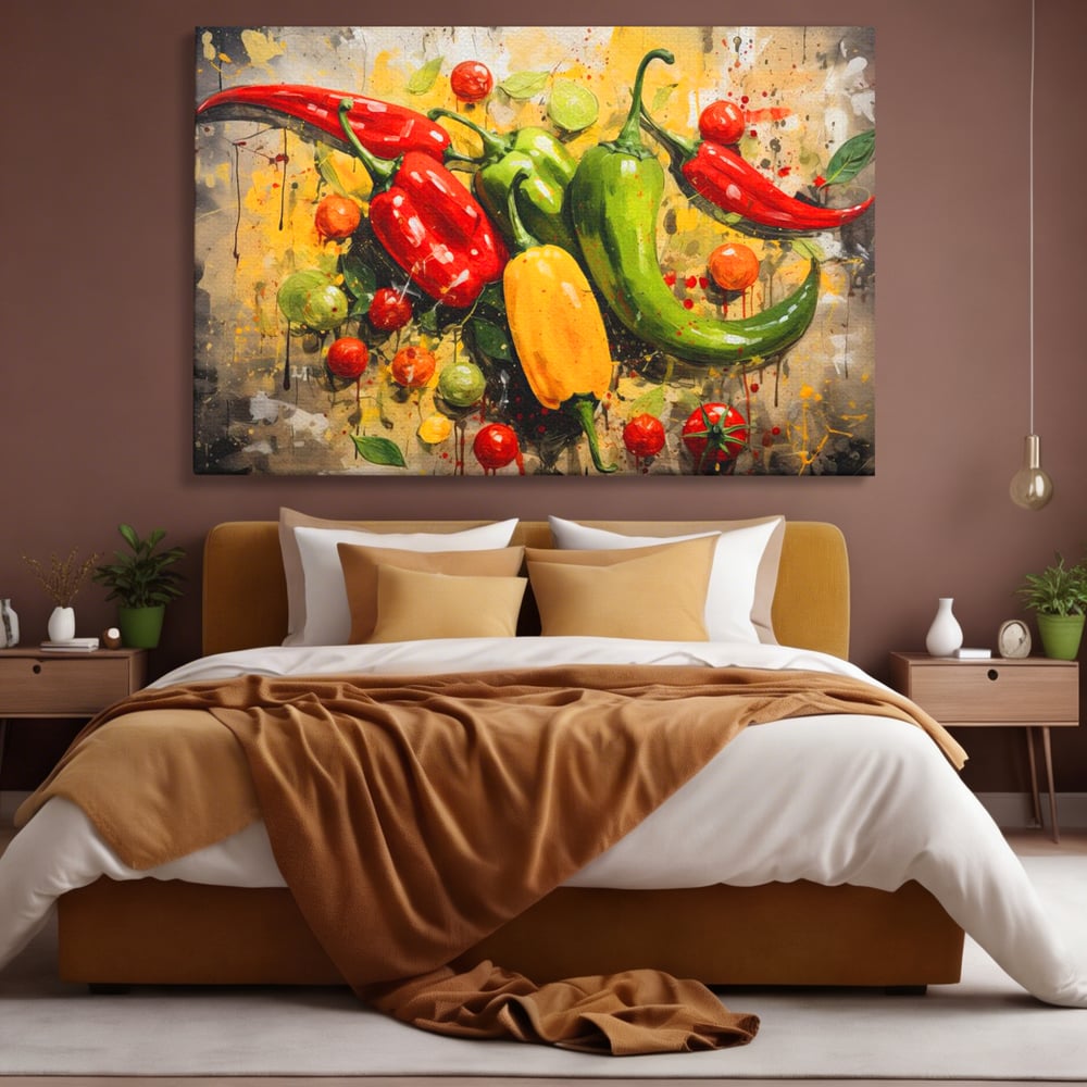 Tablou Canvas Premium, LuxCanva® N1073, Ritm Picant, Ardei, Picant, Iute, Legume, Gust, Aroma, Chili, Energie, Prospetime, Natural, Gastronomie, Restaurant, Bucatarie