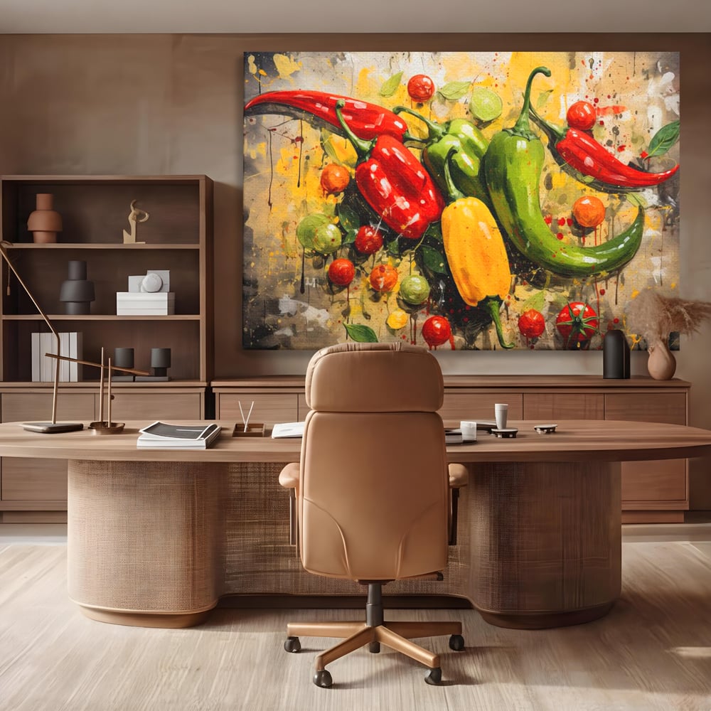Tablou Canvas Premium, LuxCanva® N1073, Ritm Picant, Ardei, Picant, Iute, Legume, Gust, Aroma, Chili, Energie, Prospetime, Natural, Gastronomie, Restaurant, Bucatarie