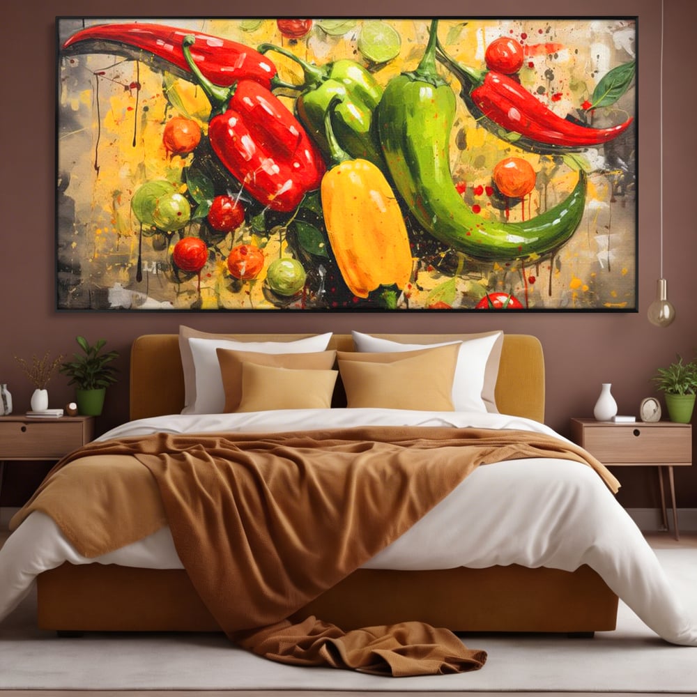 Tablou Canvas Premium, LuxCanva® N1073, Ritm Picant, Ardei, Picant, Iute, Legume, Gust, Aroma, Chili, Energie, Prospetime, Natural, Gastronomie, Restaurant, Bucatarie