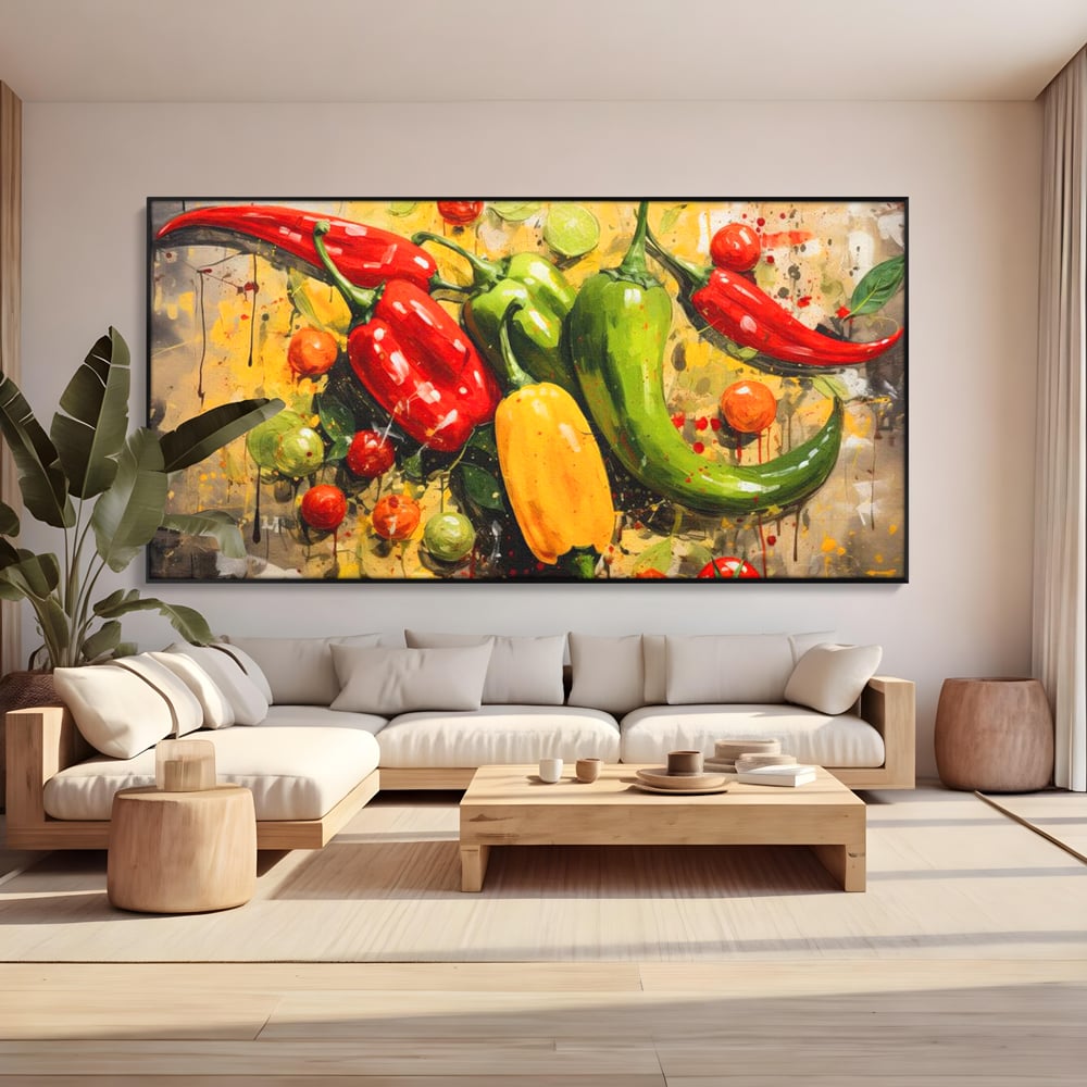 Tablou Canvas Premium, LuxCanva® N1073, Ritm Picant, Ardei, Picant, Iute, Legume, Gust, Aroma, Chili, Energie, Prospetime, Natural, Gastronomie, Restaurant, Bucatarie