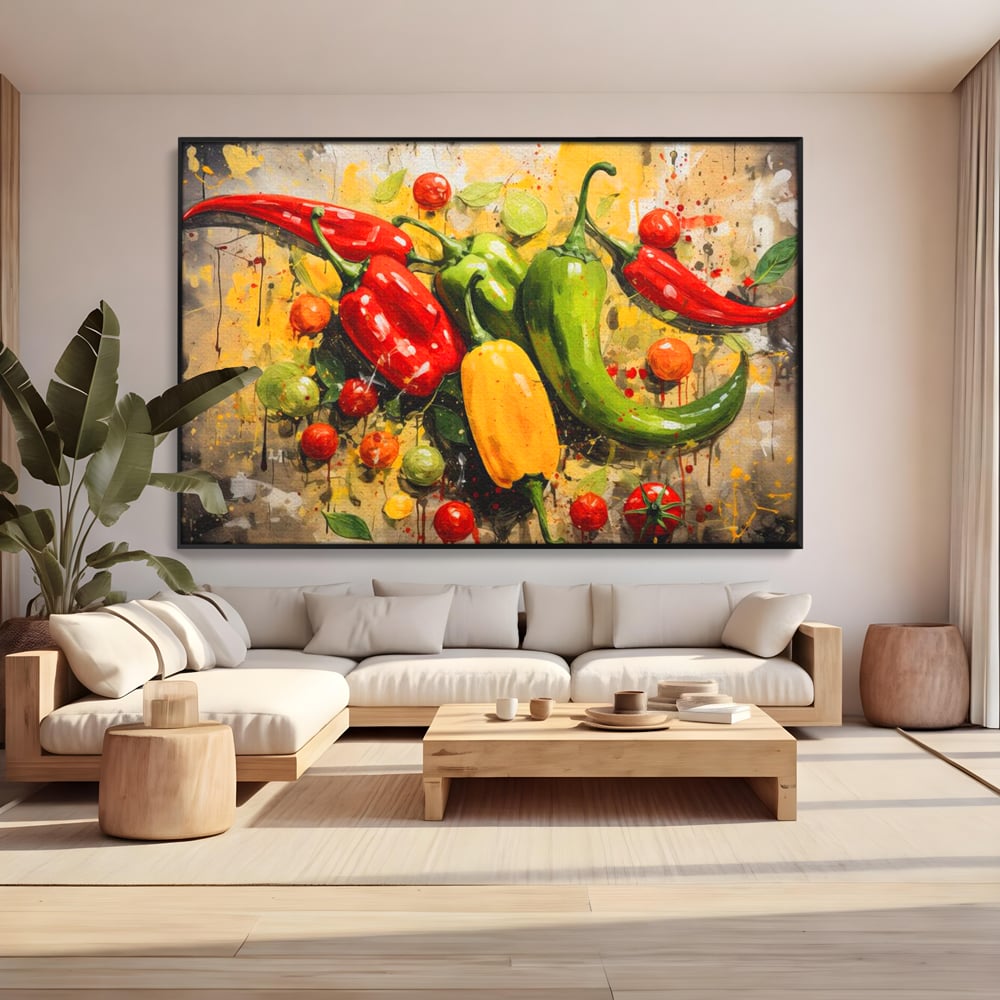 Tablou Canvas Premium, LuxCanva® N1073, Ritm Picant, Ardei, Picant, Iute, Legume, Gust, Aroma, Chili, Energie, Prospetime, Natural, Gastronomie, Restaurant, Bucatarie