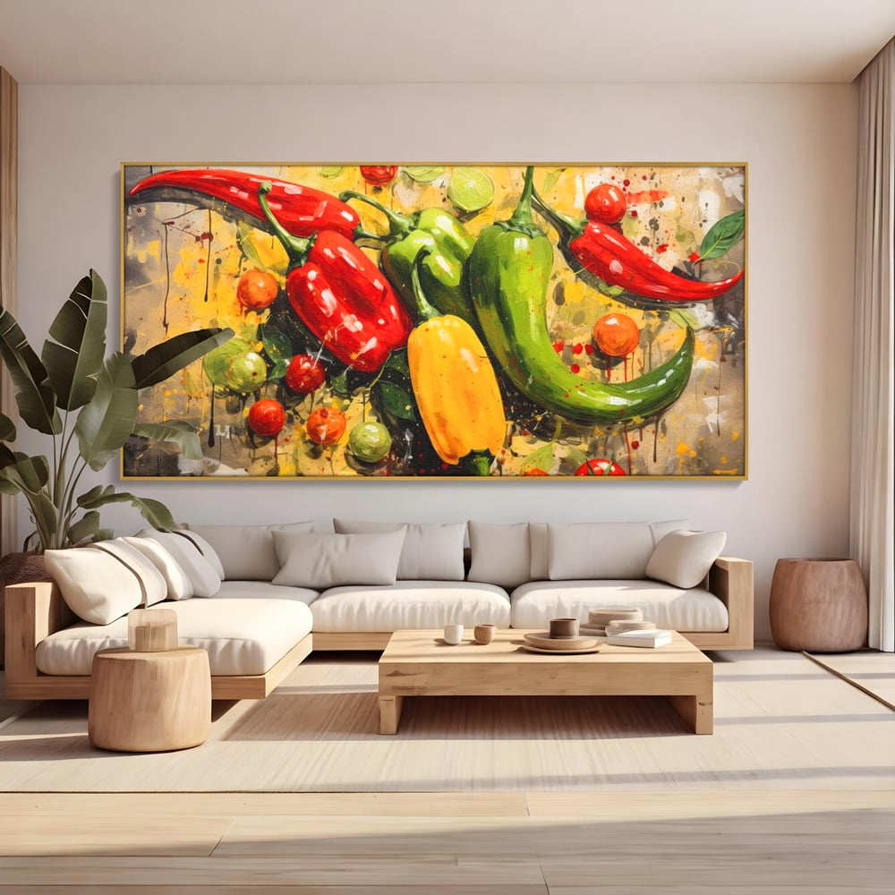 Tablou Canvas Premium, LuxCanva® N1073, Ritm Picant, Ardei, Picant, Iute, Legume, Gust, Aroma, Chili, Energie, Prospetime, Natural, Gastronomie, Restaurant, Bucatarie