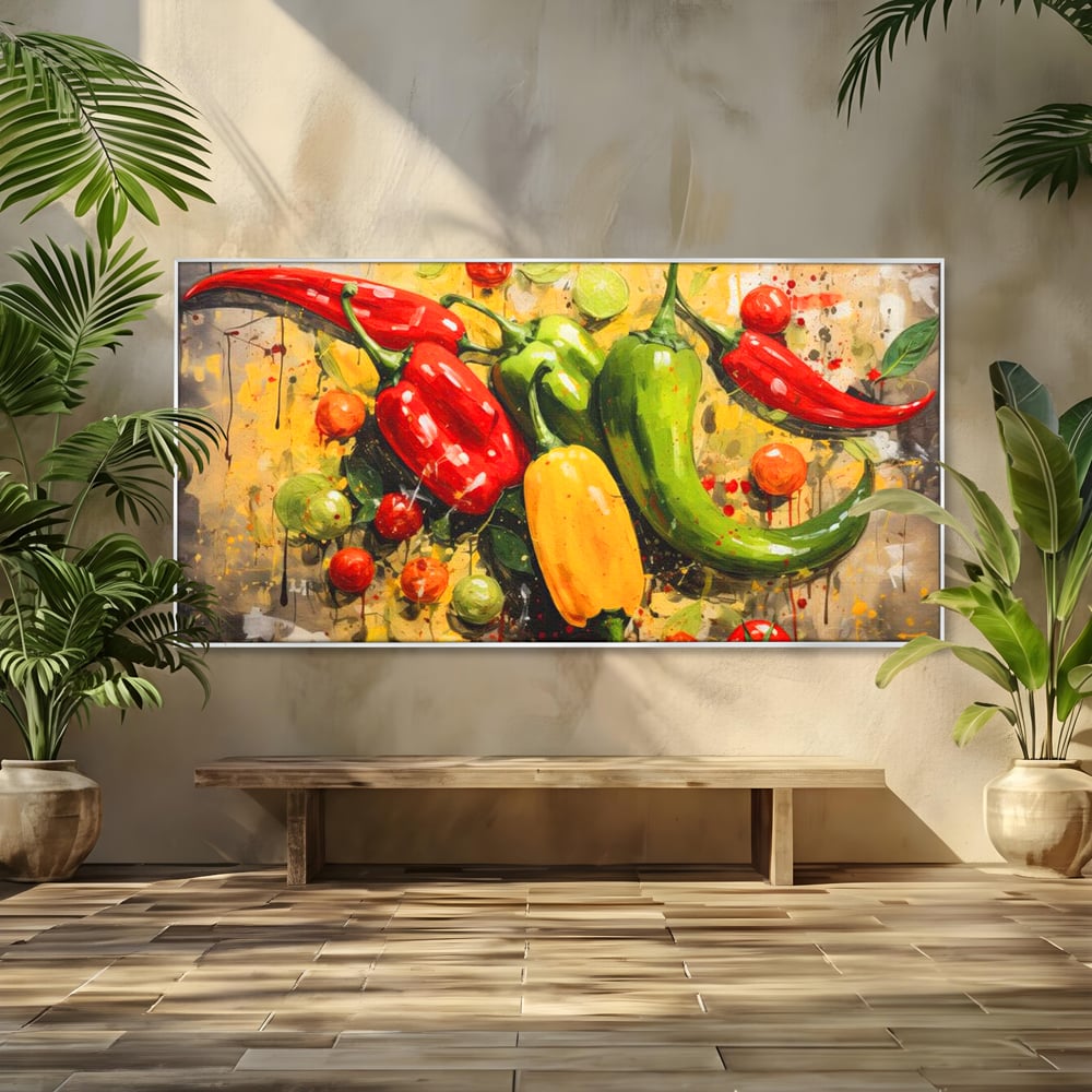 Tablou Canvas Premium, LuxCanva® N1073, Ritm Picant, Ardei, Picant, Iute, Legume, Gust, Aroma, Chili, Energie, Prospetime, Natural, Gastronomie, Restaurant, Bucatarie