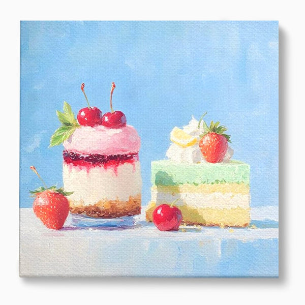 Tablou Canvas Premium, LuxCanva® N1074, Dulce Tentatie, Prajituri, Desert, Fructe, Dulce, Cirese, Capsuni, Frisca, Tort, Crema, Retete, Cofetarie, Restaurant, Bucatarie