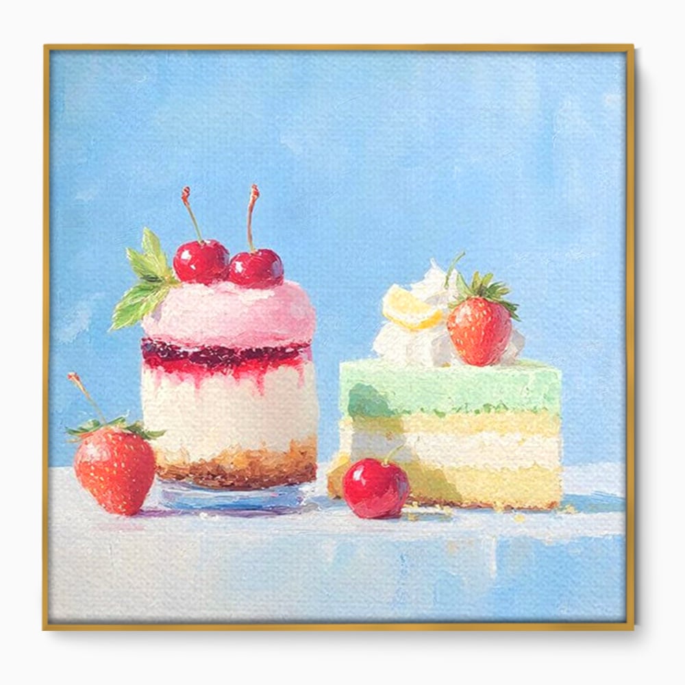 Tablou Canvas Premium, LuxCanva® N1074, Dulce Tentatie, Prajituri, Desert, Fructe, Dulce, Cirese, Capsuni, Frisca, Tort, Crema, Retete, Cofetarie, Restaurant, Bucatarie