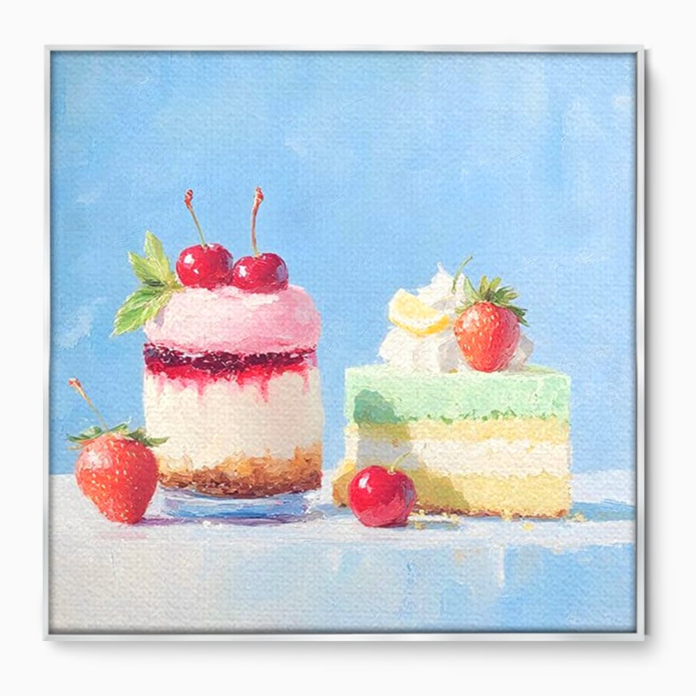Tablou Canvas Premium, LuxCanva® N1074, Dulce Tentatie, Prajituri, Desert, Fructe, Dulce, Cirese, Capsuni, Frisca, Tort, Crema, Retete, Cofetarie, Restaurant, Bucatarie