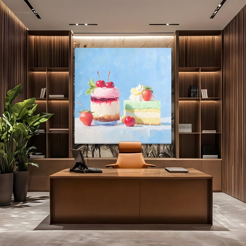 Tablou Canvas Premium, LuxCanva® N1074, Dulce Tentatie, Prajituri, Desert, Fructe, Dulce, Cirese, Capsuni, Frisca, Tort, Crema, Retete, Cofetarie, Restaurant, Bucatarie