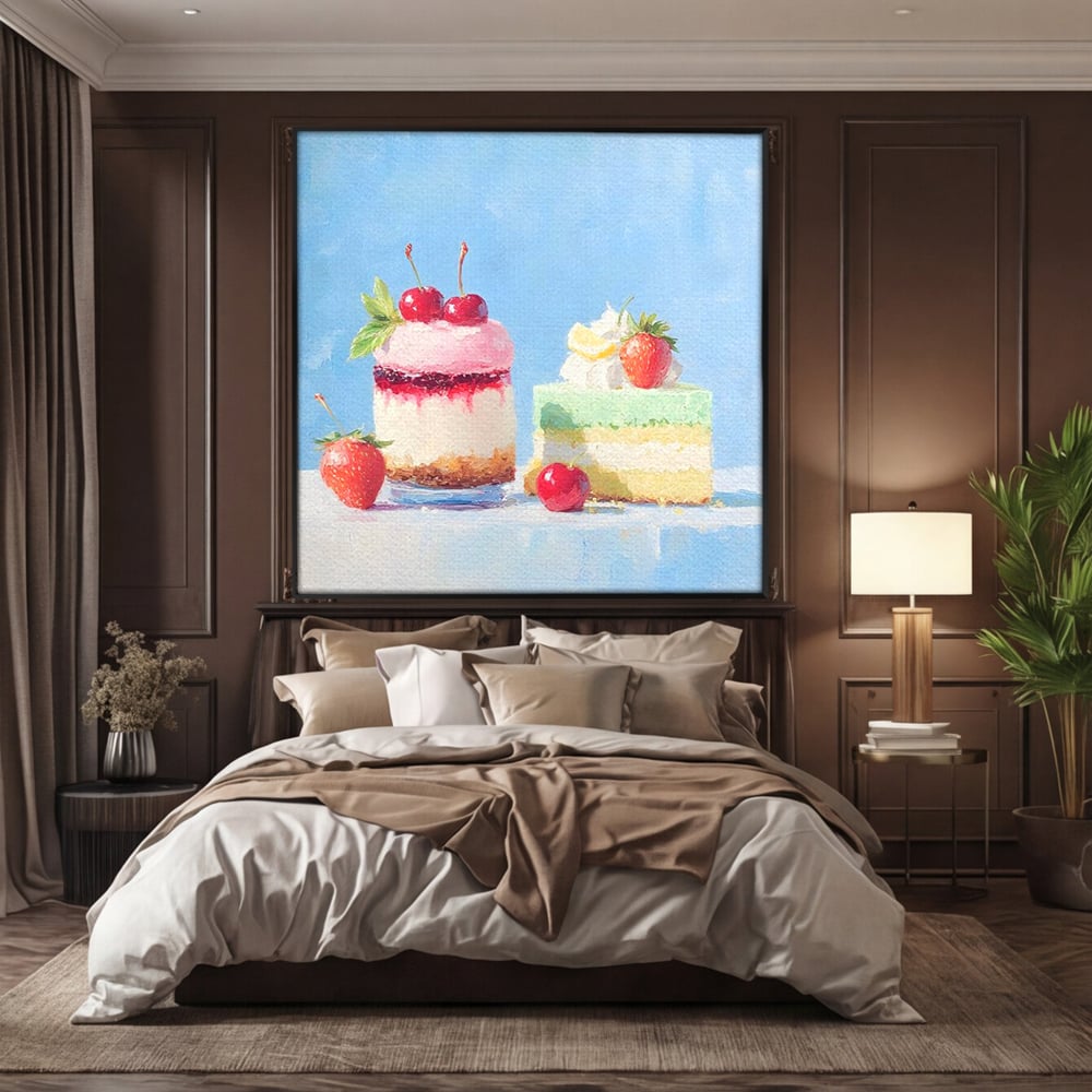 Tablou Canvas Premium, LuxCanva® N1074, Dulce Tentatie, Prajituri, Desert, Fructe, Dulce, Cirese, Capsuni, Frisca, Tort, Crema, Retete, Cofetarie, Restaurant, Bucatarie
