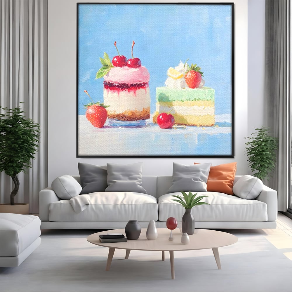 Tablou Canvas Premium, LuxCanva® N1074, Dulce Tentatie, Prajituri, Desert, Fructe, Dulce, Cirese, Capsuni, Frisca, Tort, Crema, Retete, Cofetarie, Restaurant, Bucatarie