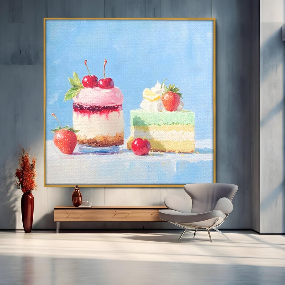 Tablou Canvas Premium, LuxCanva® N1074, Dulce Tentatie, Prajituri, Desert, Fructe, Dulce, Cirese, Capsuni, Frisca, Tort, Crema, Retete, Cofetarie, Restaurant, Bucatarie
