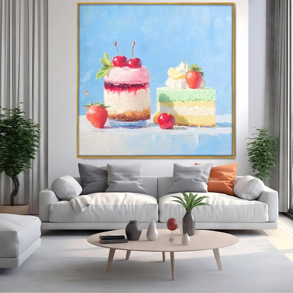 Tablou Canvas Premium, LuxCanva® N1074, Dulce Tentatie, Prajituri, Desert, Fructe, Dulce, Cirese, Capsuni, Frisca, Tort, Crema, Retete, Cofetarie, Restaurant, Bucatarie