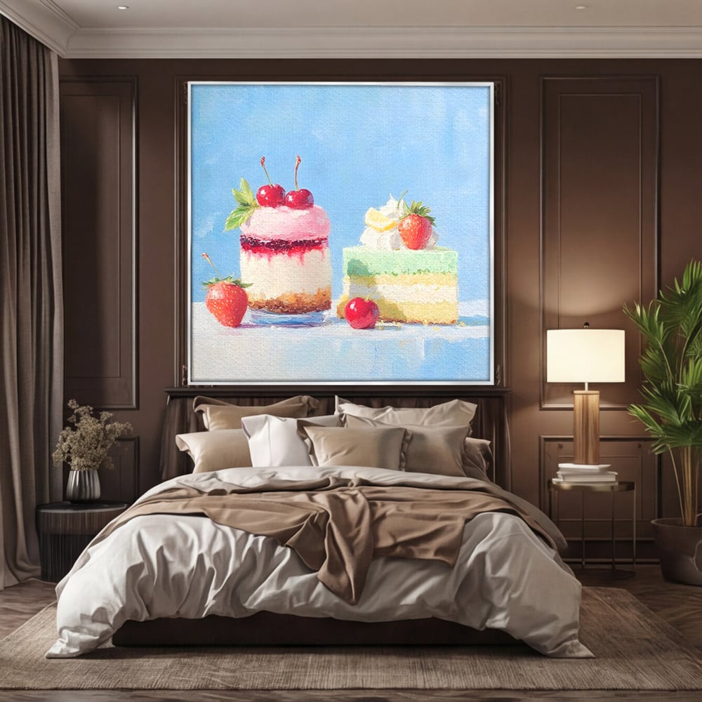 Tablou Canvas Premium, LuxCanva® N1074, Dulce Tentatie, Prajituri, Desert, Fructe, Dulce, Cirese, Capsuni, Frisca, Tort, Crema, Retete, Cofetarie, Restaurant, Bucatarie