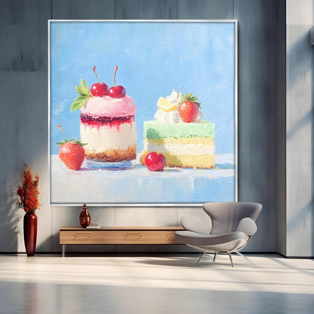 Tablou Canvas Premium, LuxCanva® N1074, Dulce Tentatie, Prajituri, Desert, Fructe, Dulce, Cirese, Capsuni, Frisca, Tort, Crema, Retete, Cofetarie, Restaurant, Bucatarie