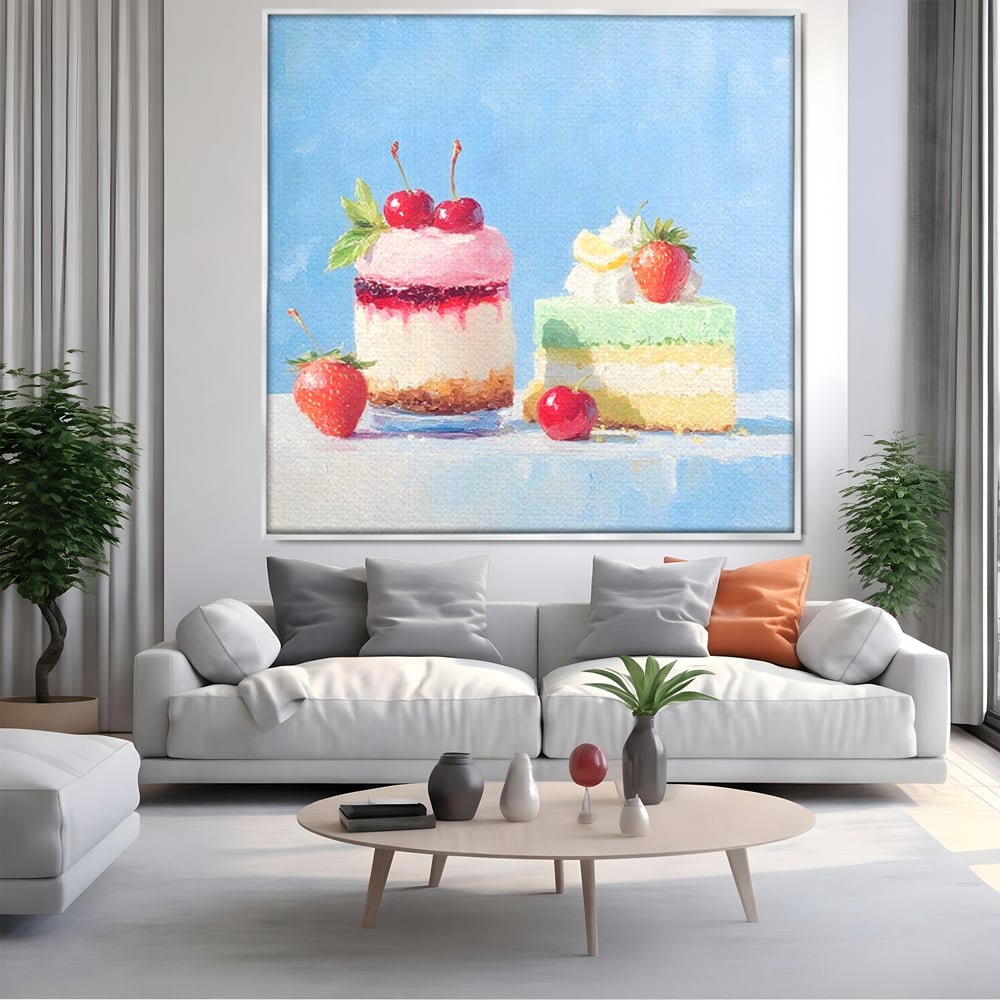 Tablou Canvas Premium, LuxCanva® N1074, Dulce Tentatie, Prajituri, Desert, Fructe, Dulce, Cirese, Capsuni, Frisca, Tort, Crema, Retete, Cofetarie, Restaurant, Bucatarie