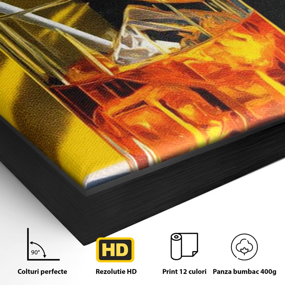 Tablou Canvas Premium, LuxCanva® N1075, Cocktailul Soarelui, Portocala, Felie, Pahar, Cocktail, Bautura, Gheata, Racoritor, Vara, Vacanta, Pub, Bar, Lounge, Restaurant, Bucatarie
