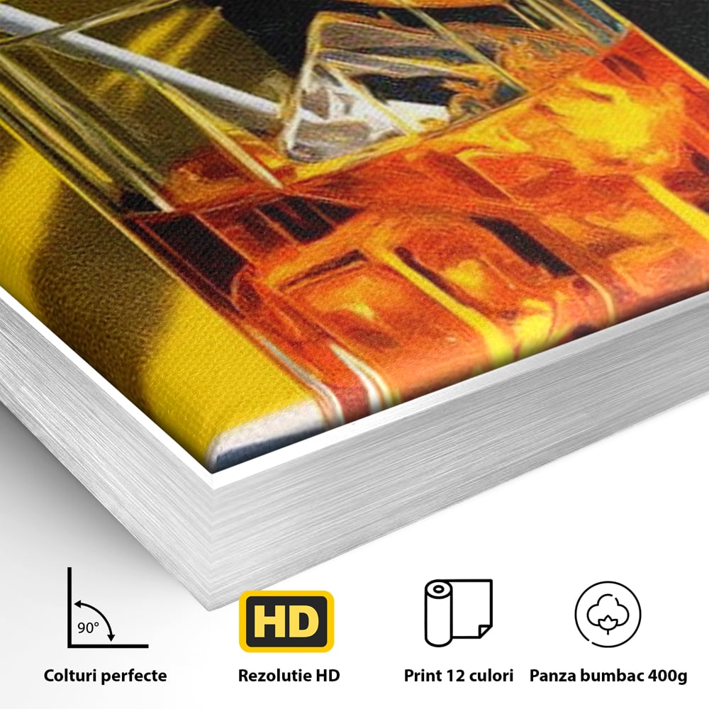 Tablou Canvas Premium, LuxCanva® N1075, Cocktailul Soarelui, Portocala, Felie, Pahar, Cocktail, Bautura, Gheata, Racoritor, Vara, Vacanta, Pub, Bar, Lounge, Restaurant, Bucatarie