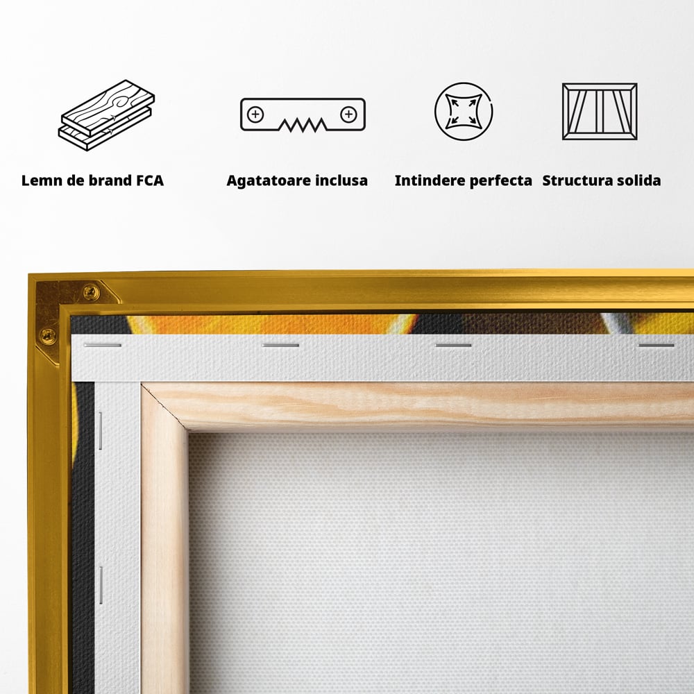 Tablou Canvas Premium, LuxCanva® N1075, Cocktailul Soarelui, Portocala, Felie, Pahar, Cocktail, Bautura, Gheata, Racoritor, Vara, Vacanta, Pub, Bar, Lounge, Restaurant, Bucatarie