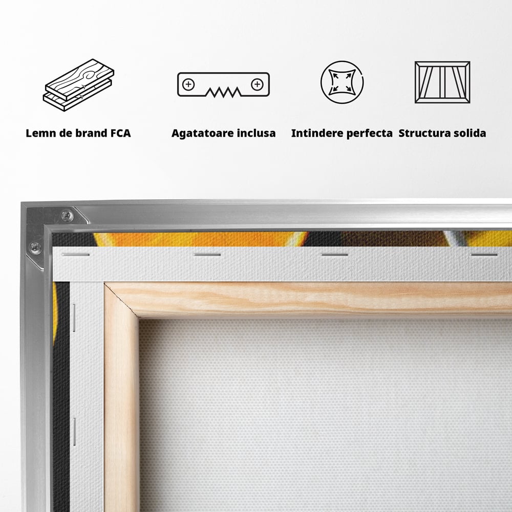 Tablou Canvas Premium, LuxCanva® N1075, Cocktailul Soarelui, Portocala, Felie, Pahar, Cocktail, Bautura, Gheata, Racoritor, Vara, Vacanta, Pub, Bar, Lounge, Restaurant, Bucatarie