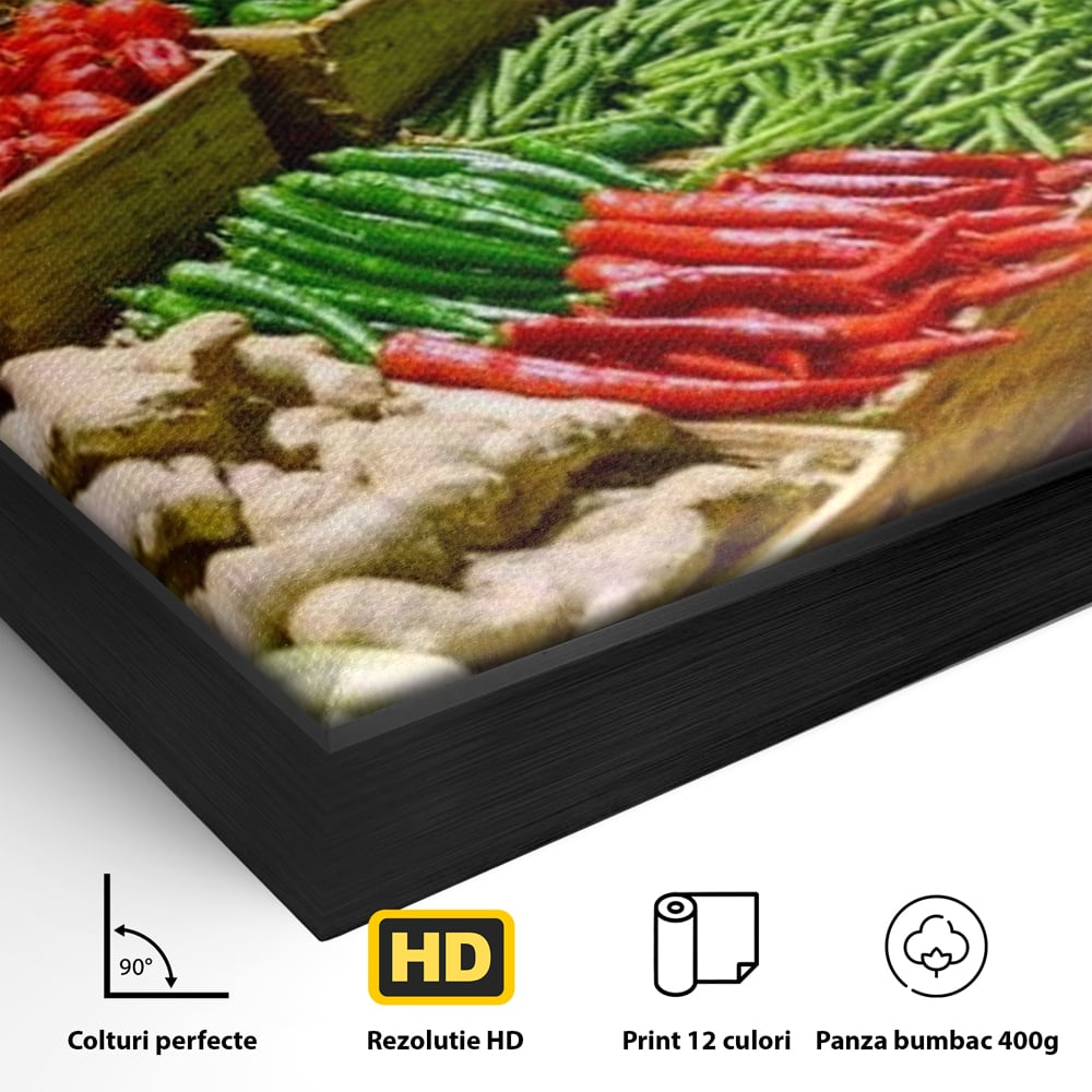 Leinwand Wandbilder Leinwand Premium, LuxCanva® N1076, Farbe Markt, Gemüse, Früchte, Ernte, Markt, Markt, Frische, Natürlich, Bio, Aromen, Überfluss, Restaurant, Küche