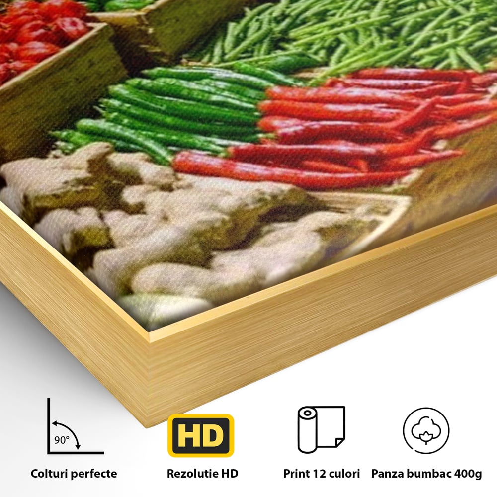 Leinwand Wandbilder Leinwand Premium, LuxCanva® N1076, Farbe Markt, Gemüse, Früchte, Ernte, Markt, Markt, Frische, Natürlich, Bio, Aromen, Überfluss, Restaurant, Küche