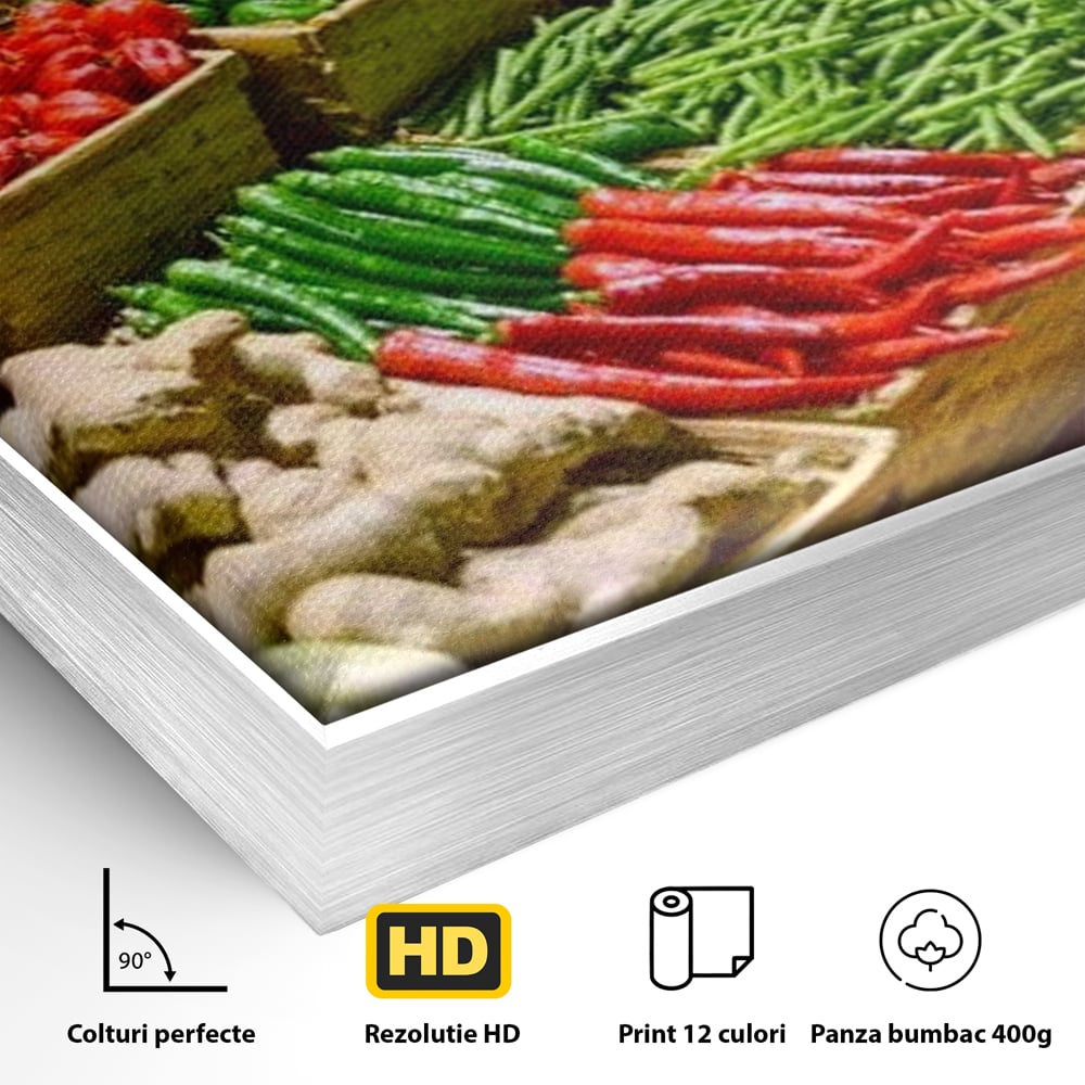 Leinwand Wandbilder Leinwand Premium, LuxCanva® N1076, Farbe Markt, Gemüse, Früchte, Ernte, Markt, Markt, Frische, Natürlich, Bio, Aromen, Überfluss, Restaurant, Küche