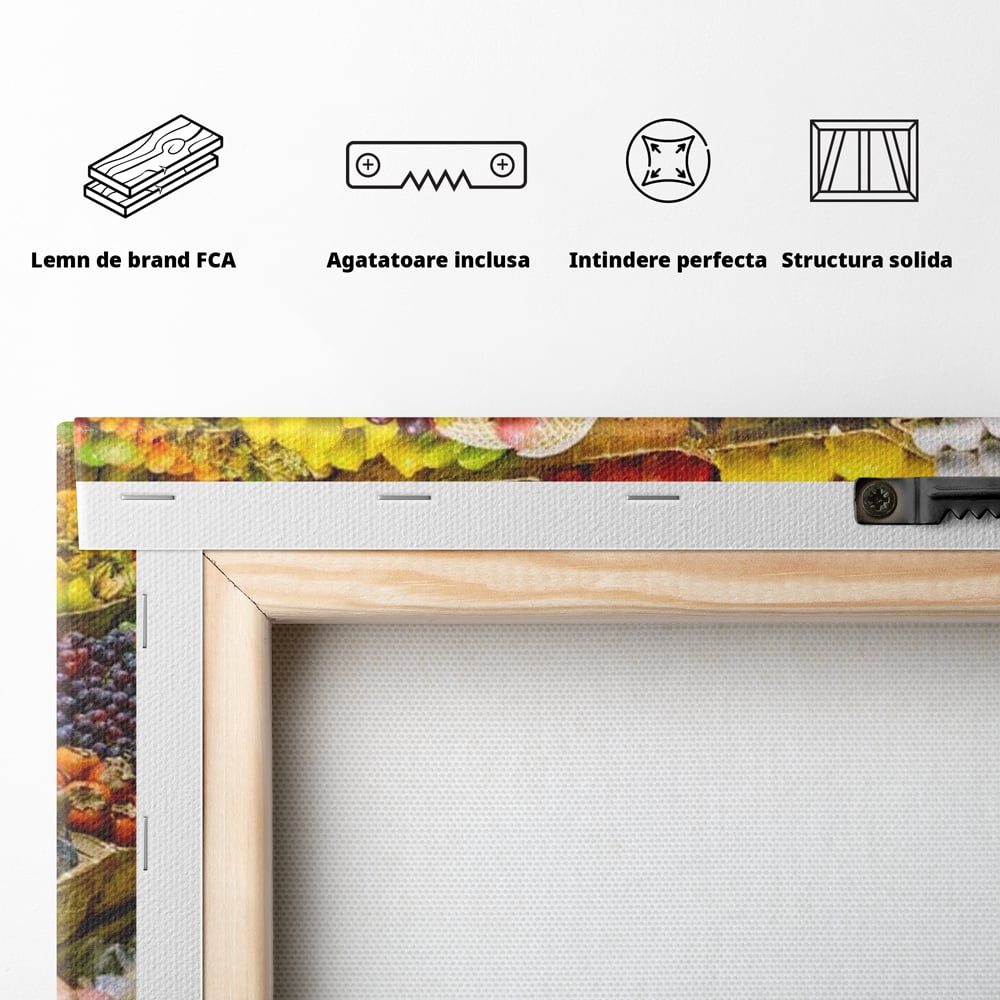 Leinwand Wandbilder Leinwand Premium, LuxCanva® N1076, Farbe Markt, Gemüse, Früchte, Ernte, Markt, Markt, Frische, Natürlich, Bio, Aromen, Überfluss, Restaurant, Küche