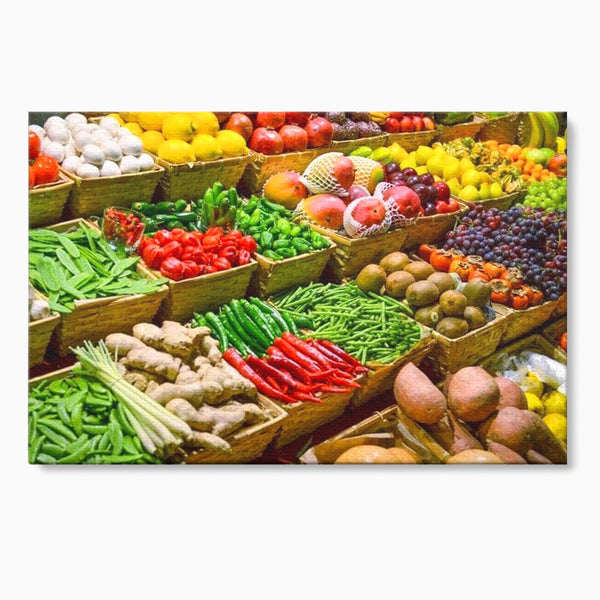 Leinwand Wandbilder Leinwand Premium, LuxCanva® N1076, Farbe Markt, Gemüse, Früchte, Ernte, Markt, Markt, Frische, Natürlich, Bio, Aromen, Überfluss, Restaurant, Küche