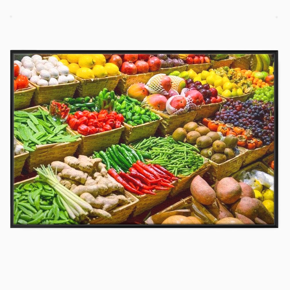 Leinwand Wandbilder Leinwand Premium, LuxCanva® N1076, Farbe Markt, Gemüse, Früchte, Ernte, Markt, Markt, Frische, Natürlich, Bio, Aromen, Überfluss, Restaurant, Küche