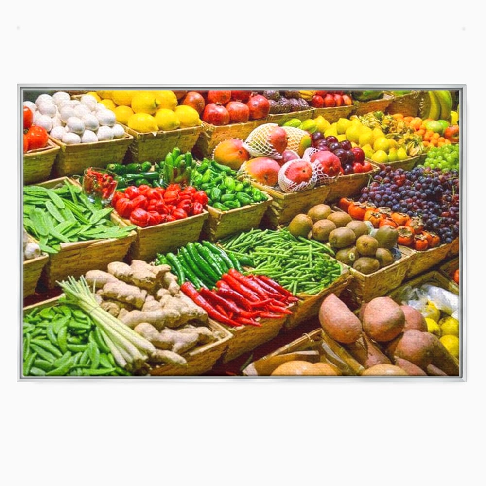 Leinwand Wandbilder Leinwand Premium, LuxCanva® N1076, Farbe Markt, Gemüse, Früchte, Ernte, Markt, Markt, Frische, Natürlich, Bio, Aromen, Überfluss, Restaurant, Küche