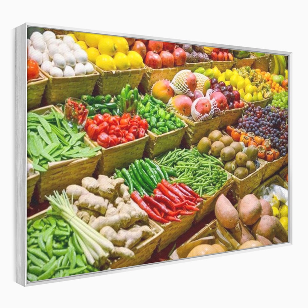 Leinwand Wandbilder Leinwand Premium, LuxCanva® N1076, Farbe Markt, Gemüse, Früchte, Ernte, Markt, Markt, Frische, Natürlich, Bio, Aromen, Überfluss, Restaurant, Küche