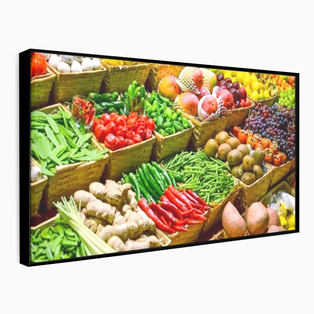 Leinwand Wandbilder Leinwand Premium, LuxCanva® N1076, Farbe Markt, Gemüse, Früchte, Ernte, Markt, Markt, Frische, Natürlich, Bio, Aromen, Überfluss, Restaurant, Küche