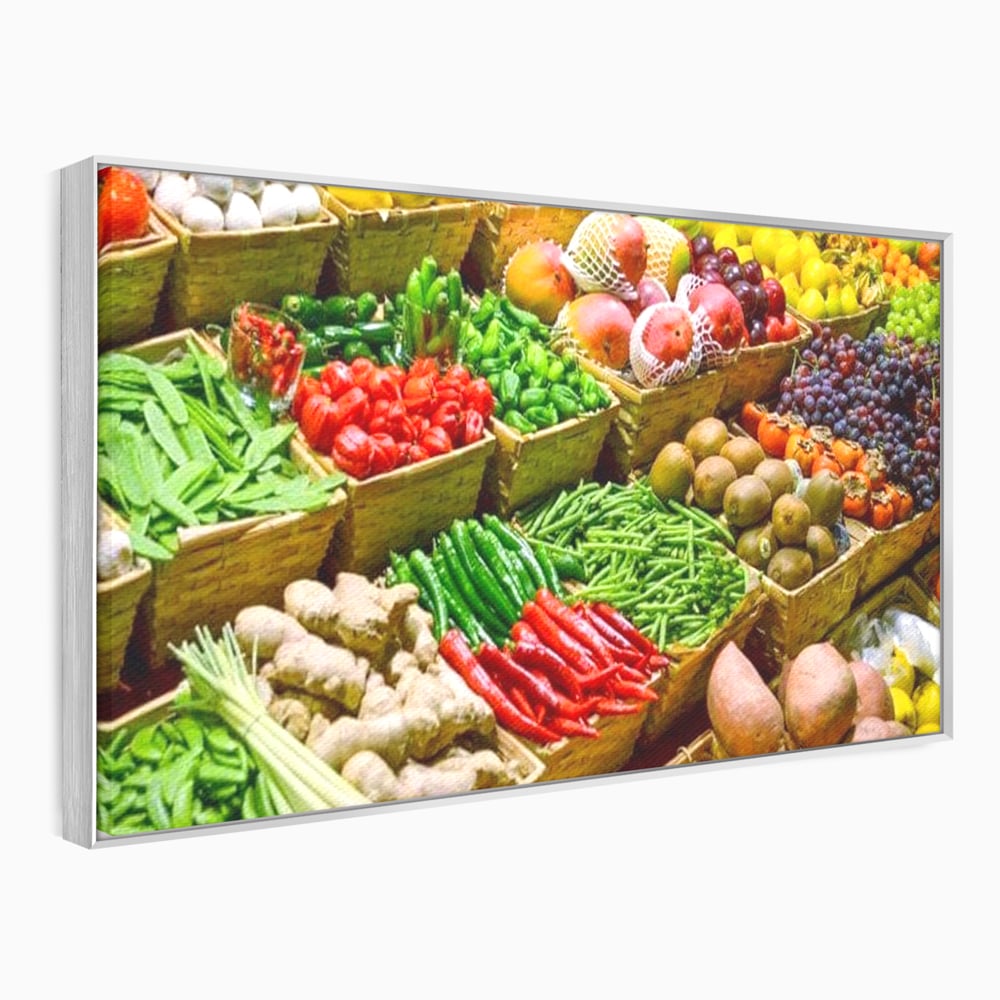 Leinwand Wandbilder Leinwand Premium, LuxCanva® N1076, Farbe Markt, Gemüse, Früchte, Ernte, Markt, Markt, Frische, Natürlich, Bio, Aromen, Überfluss, Restaurant, Küche