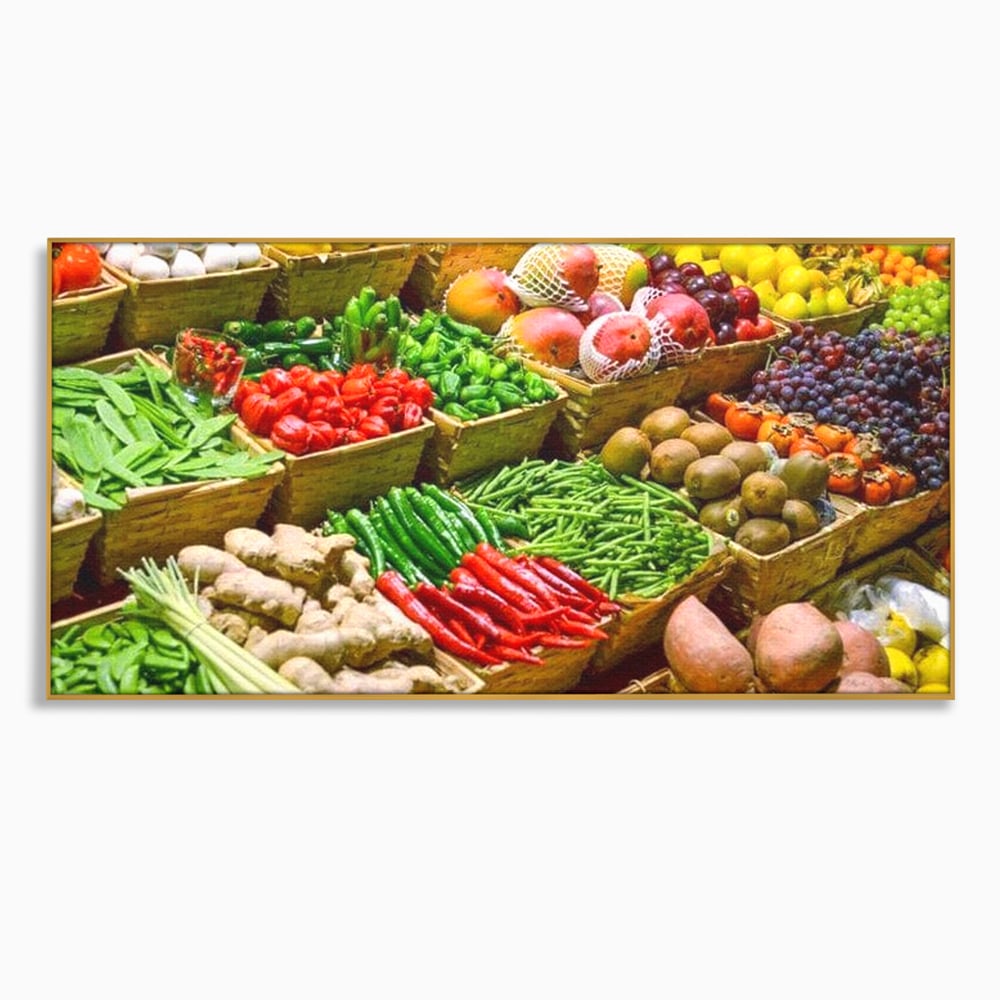 Leinwand Wandbilder Leinwand Premium, LuxCanva® N1076, Farbe Markt, Gemüse, Früchte, Ernte, Markt, Markt, Frische, Natürlich, Bio, Aromen, Überfluss, Restaurant, Küche