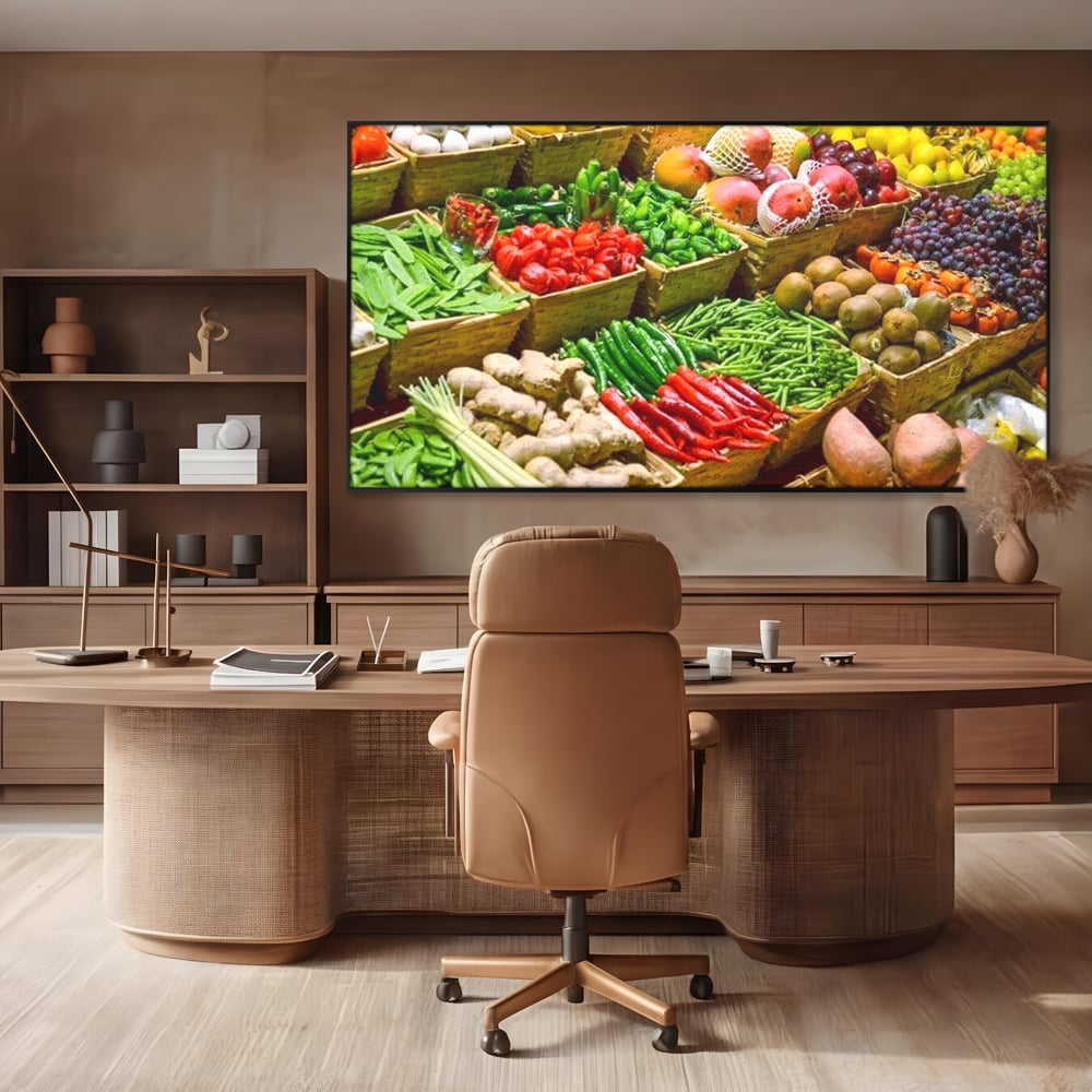 Leinwand Wandbilder Leinwand Premium, LuxCanva® N1076, Farbe Markt, Gemüse, Früchte, Ernte, Markt, Markt, Frische, Natürlich, Bio, Aromen, Überfluss, Restaurant, Küche