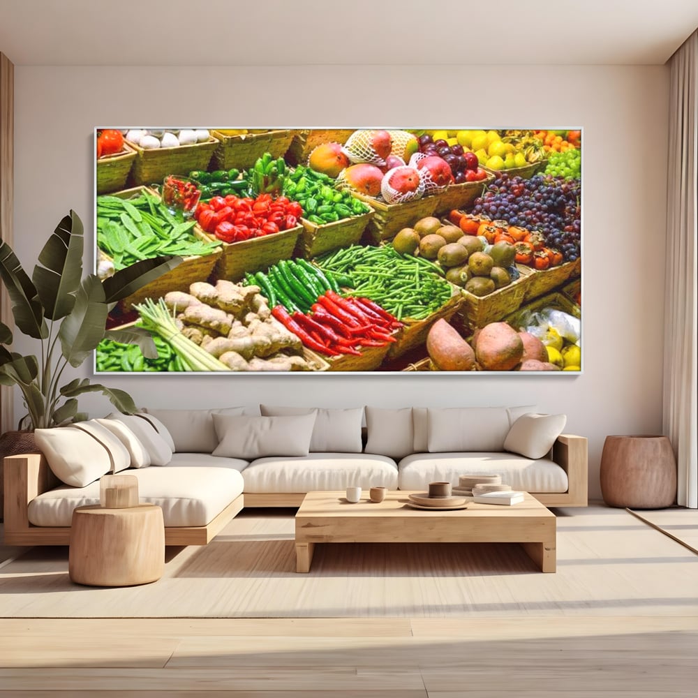 Leinwand Wandbilder Leinwand Premium, LuxCanva® N1076, Farbe Markt, Gemüse, Früchte, Ernte, Markt, Markt, Frische, Natürlich, Bio, Aromen, Überfluss, Restaurant, Küche